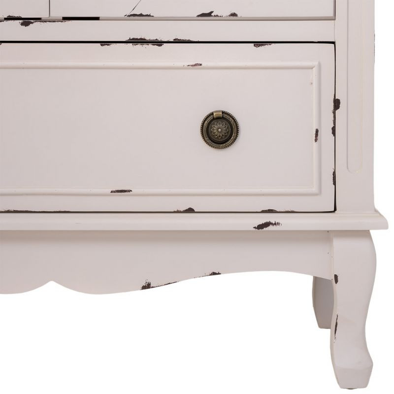 Vitrine blanche patinée en bois 2 portes 80x42x148 cm Linie  - 6