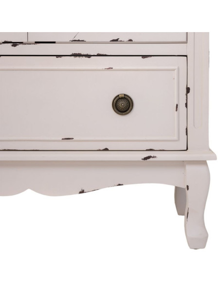 Vitrine blanche patinée en bois 2 portes 80x42x148 cm Linie  - 6