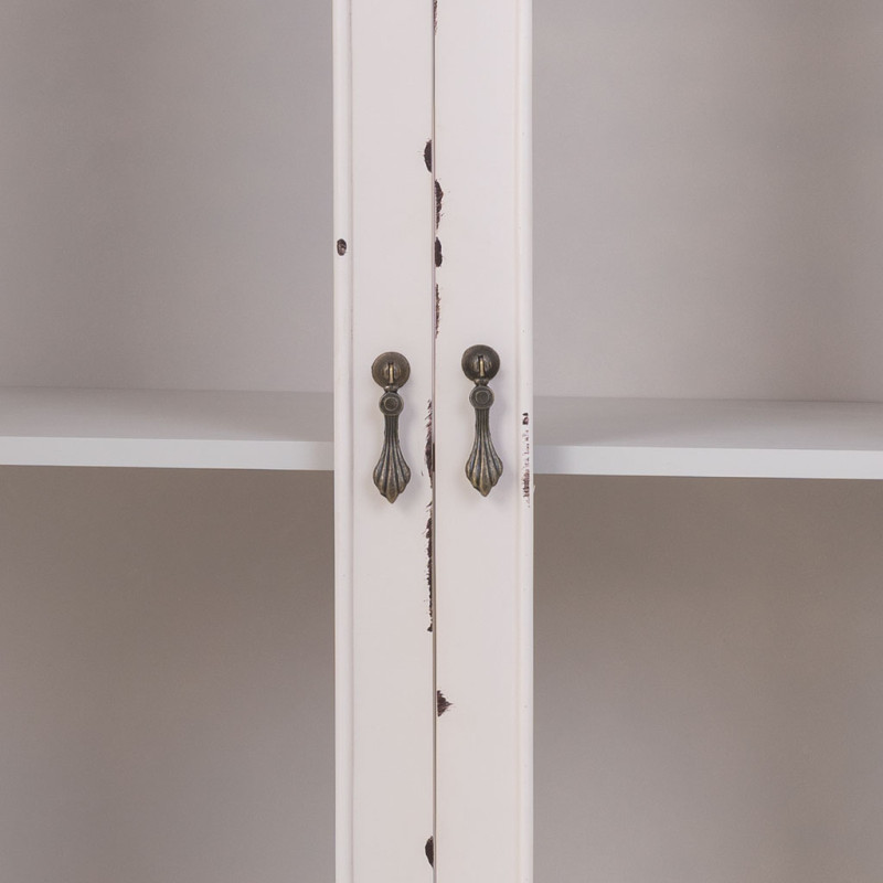 Vitrine blanche patinée en bois 2 portes 80x42x148 cm Linie  - 7