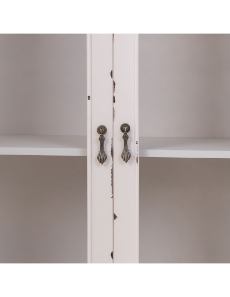 Vitrine blanche patinée en bois 2 portes 80x42x148 cm Linie  - 7