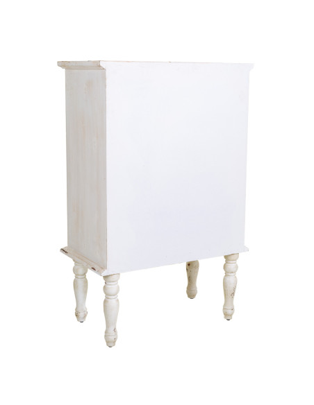 Vitrine blanche patinée 2 portes ajourées 71x40x111 cm Leroi  - 4