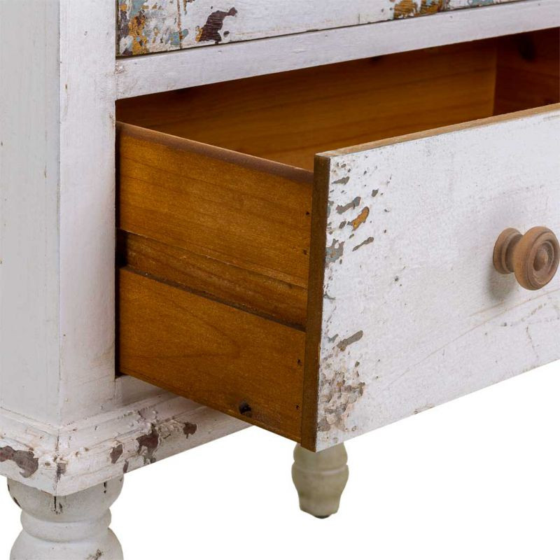 Vitrine blanche patinée 2 portes ajourées 71x40x111 cm Leroi  - 5