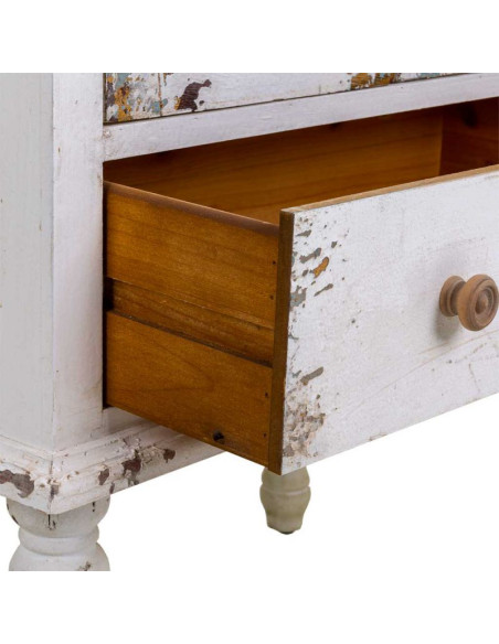 Vitrine blanche patinée 2 portes ajourées 71x40x111 cm Leroi  - 5