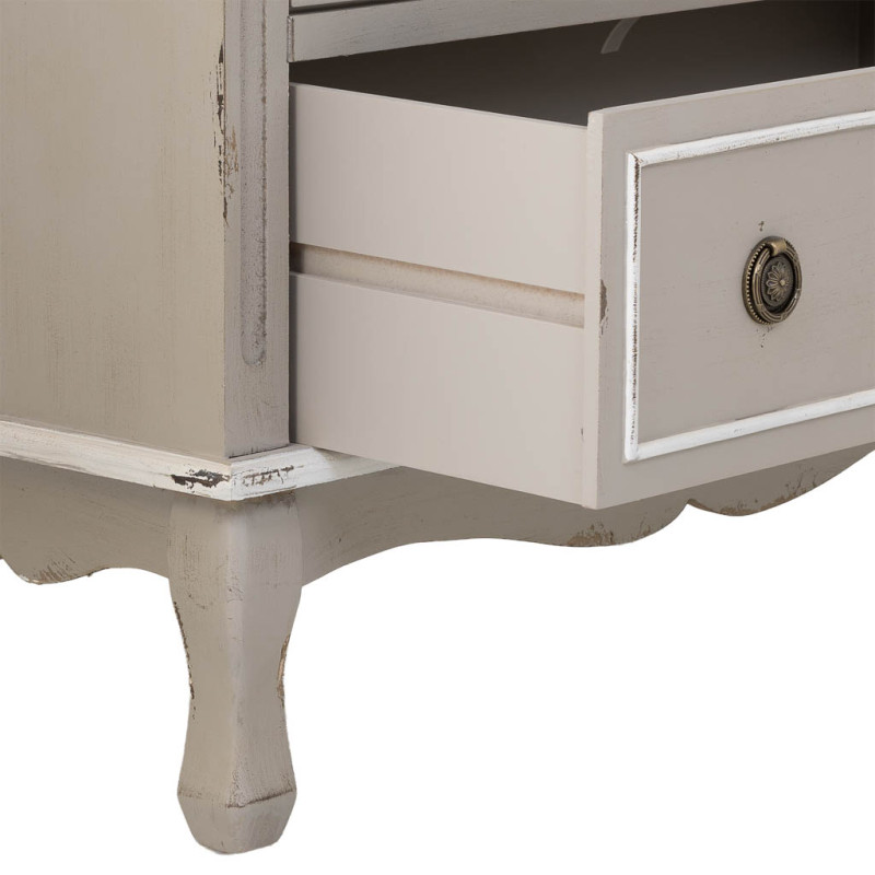Vitrine 2 portes vitrées gris perle patiné 148 cm Linie  - 5