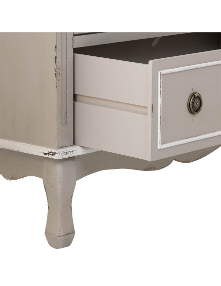 Vitrine 2 portes vitrées gris perle patiné 148 cm Linie  - 5