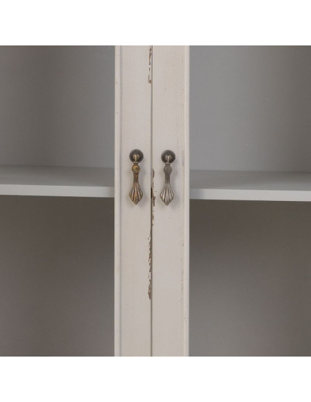 Vitrine 2 portes vitrées gris perle patiné 148 cm Linie  - 7