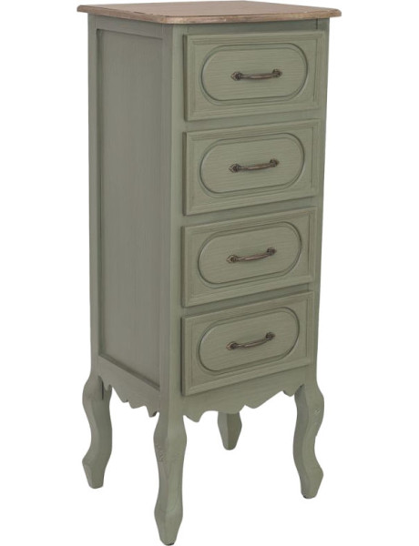 Chiffonnier étroit 4 tiroirs vert sauge 99 cm Lesoa  - 1