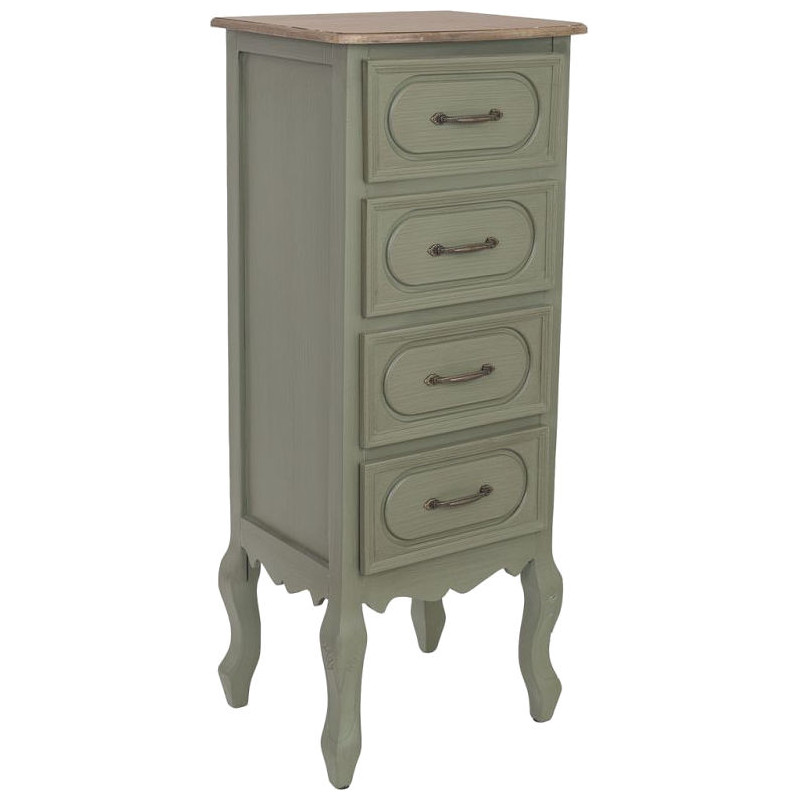 Chiffonnier étroit 4 tiroirs vert sauge 99 cm Lesoa  - 1