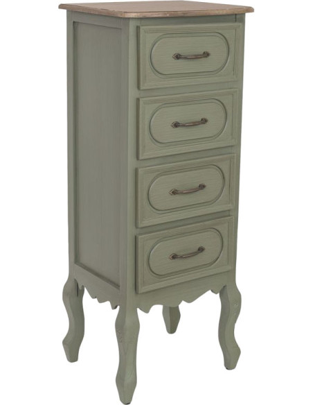 Chiffonnier étroit 4 tiroirs vert sauge 99 cm Lesoa  - 1