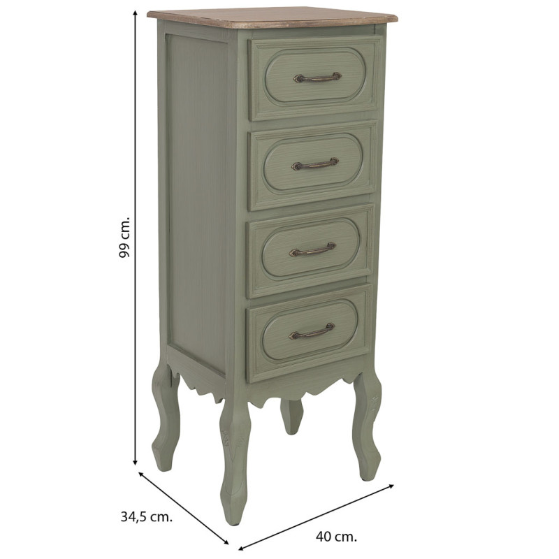 Chiffonnier étroit 4 tiroirs vert sauge 99 cm Lesoa  - 9