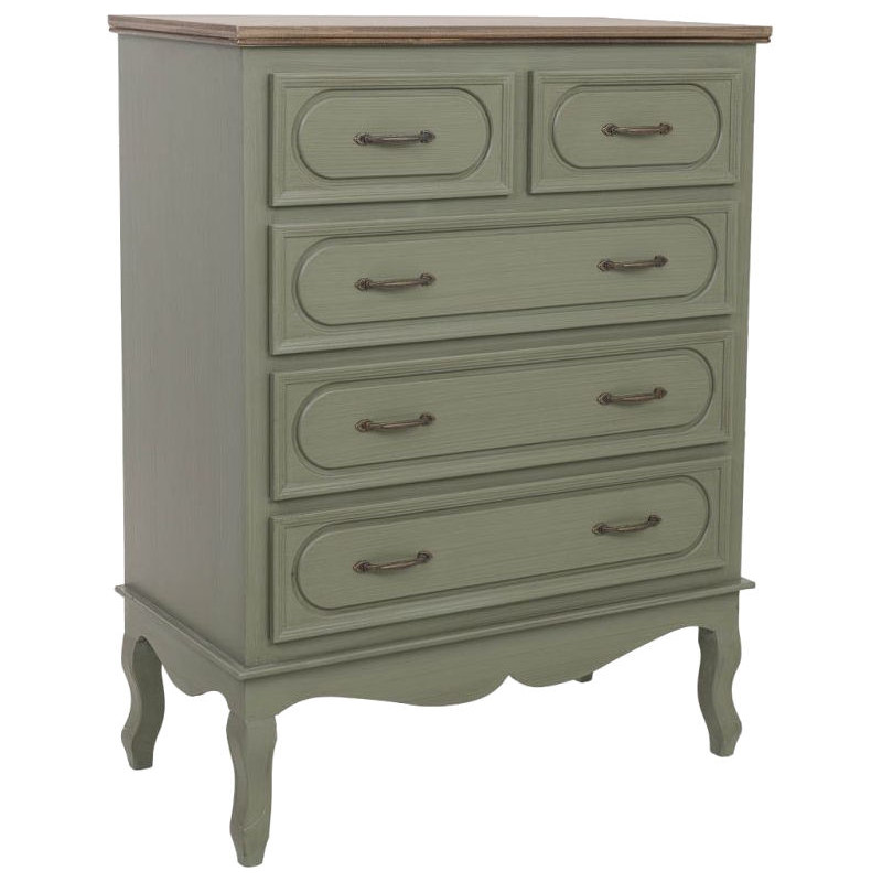 Commode 5 tiroirs vert sauge 80x40x105 cm Lesoa  - 1