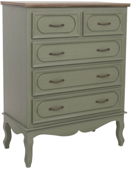 Commode 5 tiroirs vert sauge 80x40x105 cm Lesoa  - 1