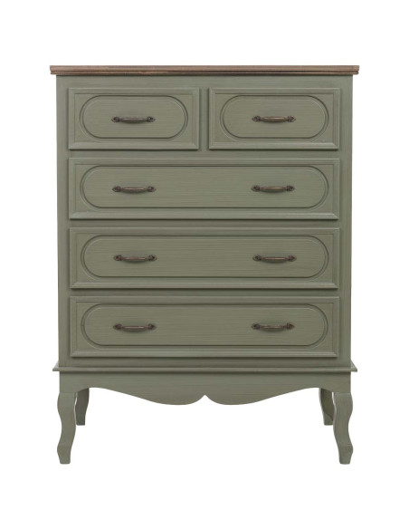 Commode 5 tiroirs vert sauge 80x40x105 cm Lesoa  - 2