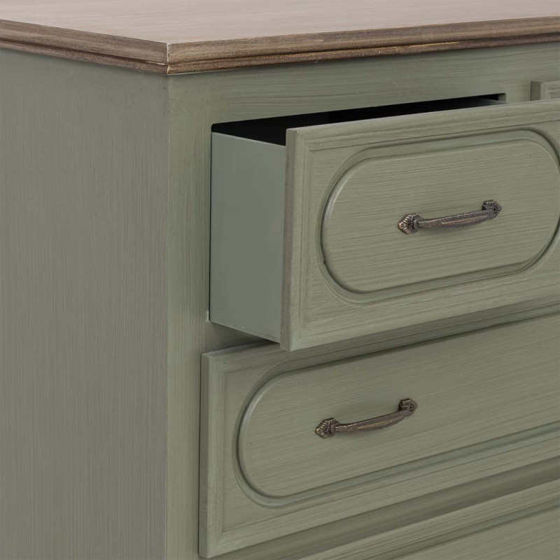 Commode 5 tiroirs vert sauge 80x40x105 cm Lesoa  - 5