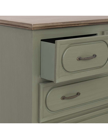 Commode 5 tiroirs vert sauge 80x40x105 cm Lesoa  - 5