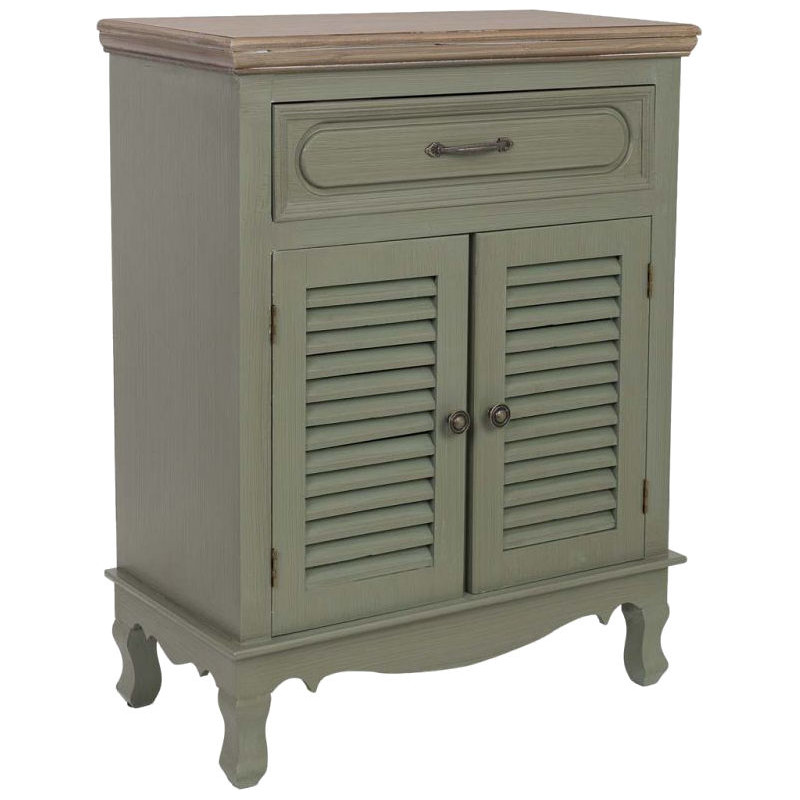 Petit buffet vert sauge à portes persiennes 60 cm Lesoa  - 1