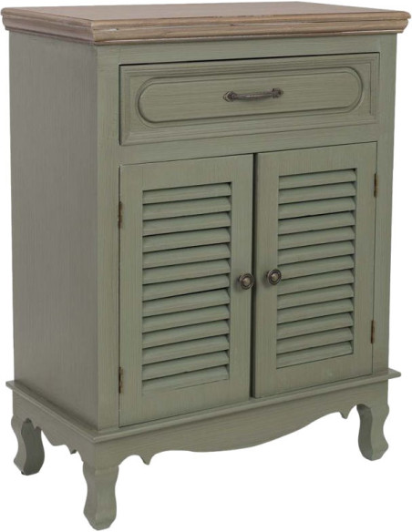 Petit buffet vert sauge à portes persiennes 60 cm Lesoa  - 1