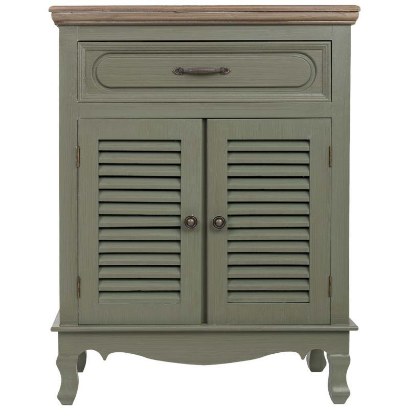 Petit buffet vert sauge à portes persiennes 60 cm Lesoa  - 2