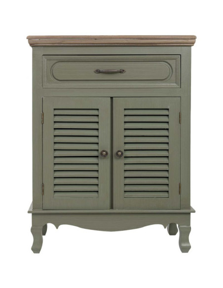 Petit buffet vert sauge à portes persiennes 60 cm Lesoa  - 2