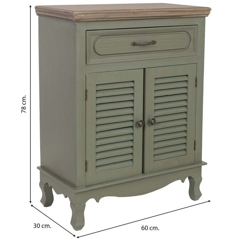Petit buffet vert sauge à portes persiennes 60 cm Lesoa  - 10