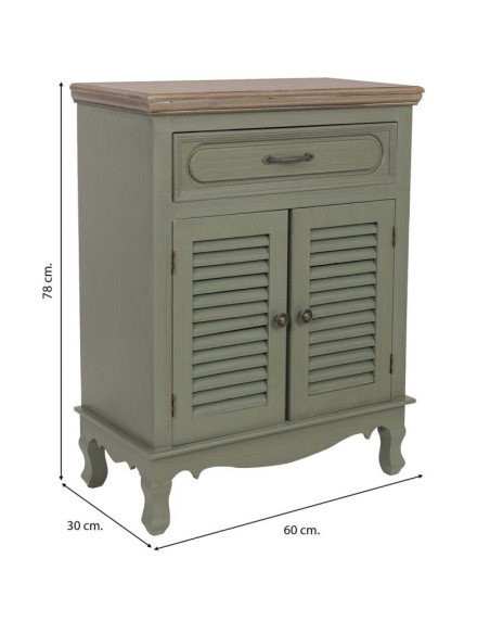 Petit buffet vert sauge à portes persiennes 60 cm Lesoa  - 10