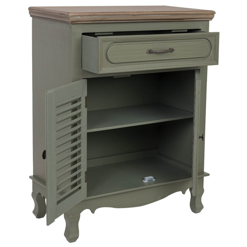 Petit buffet vert sauge à portes persiennes 60 cm Lesoa  - 3