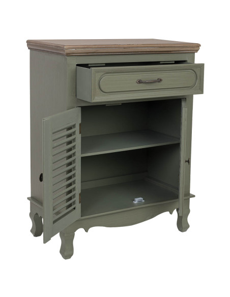 Petit buffet vert sauge à portes persiennes 60 cm Lesoa  - 3