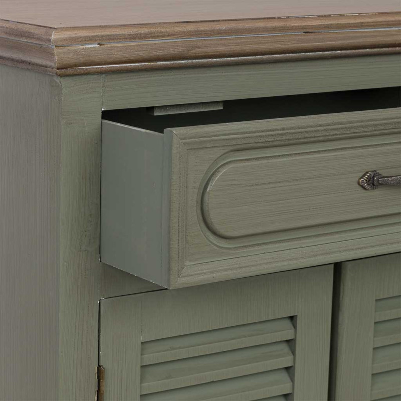 Petit buffet vert sauge à portes persiennes 60 cm Lesoa  - 5