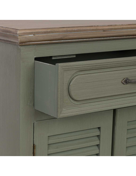 Petit buffet vert sauge à portes persiennes 60 cm Lesoa  - 5