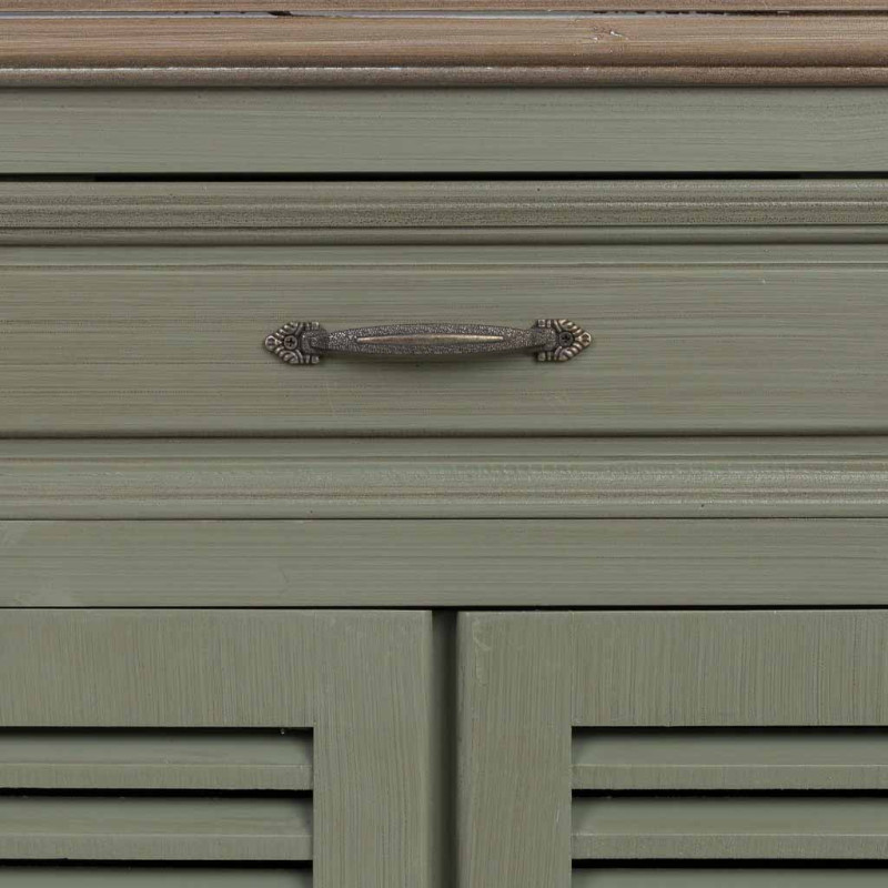 Petit buffet vert sauge à portes persiennes 60 cm Lesoa  - 6