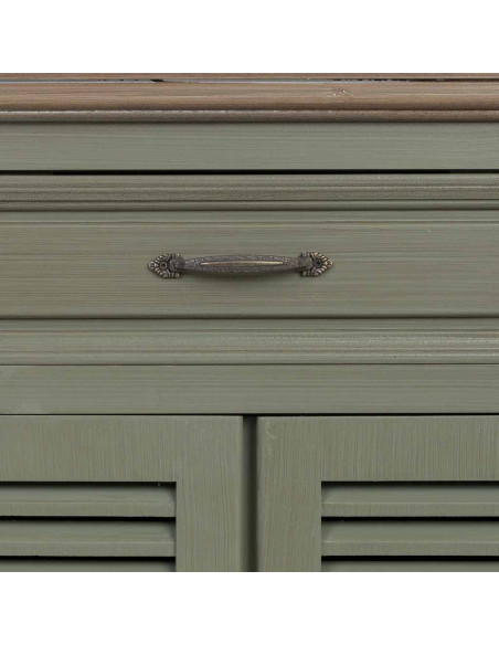 Petit buffet vert sauge à portes persiennes 60 cm Lesoa  - 6