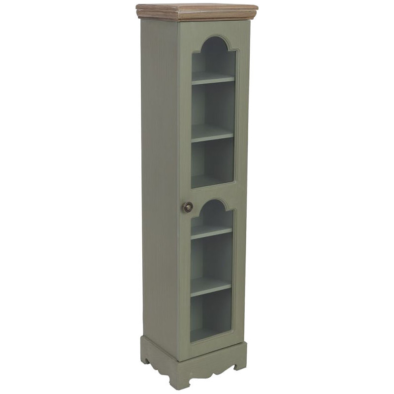 Vitrine étroite vert sauge en verre 24x20x98,5 cm Lesoa  - 1