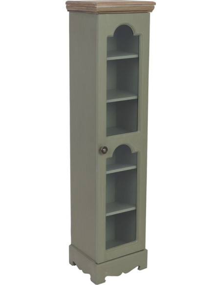 Vitrine étroite vert sauge en verre 24x20x98,5 cm Lesoa  - 1