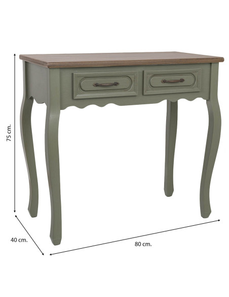 Console d'entrée vert sauge 2 tiroirs 80 cm Lesoa  - 9