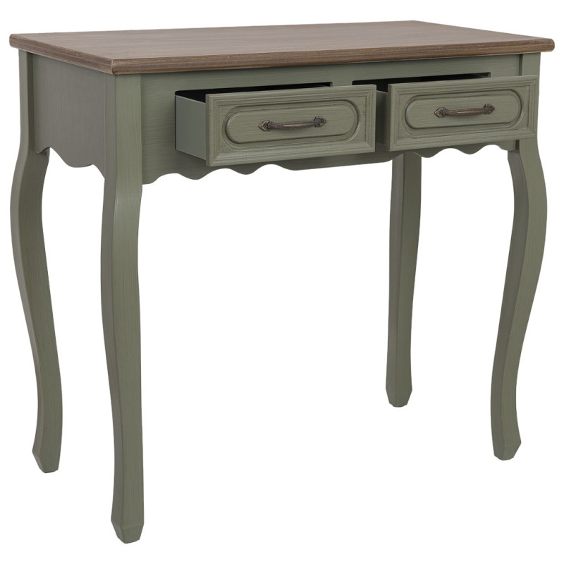 Console d'entrée vert sauge 2 tiroirs 80 cm Lesoa  - 3
