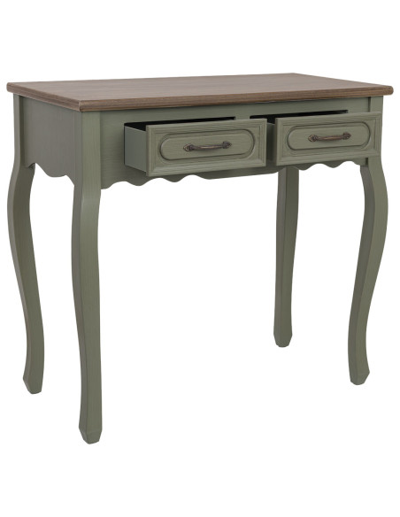 Console d'entrée vert sauge 2 tiroirs 80 cm Lesoa  - 3