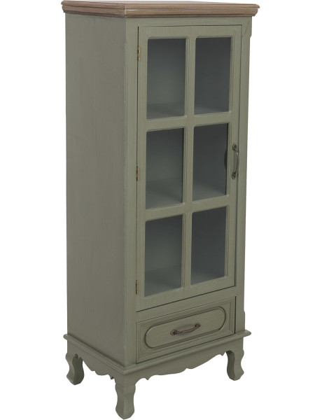 Vitrine étroite vert sauge 1 porte vitrée 48 cm Lesoa  - 1