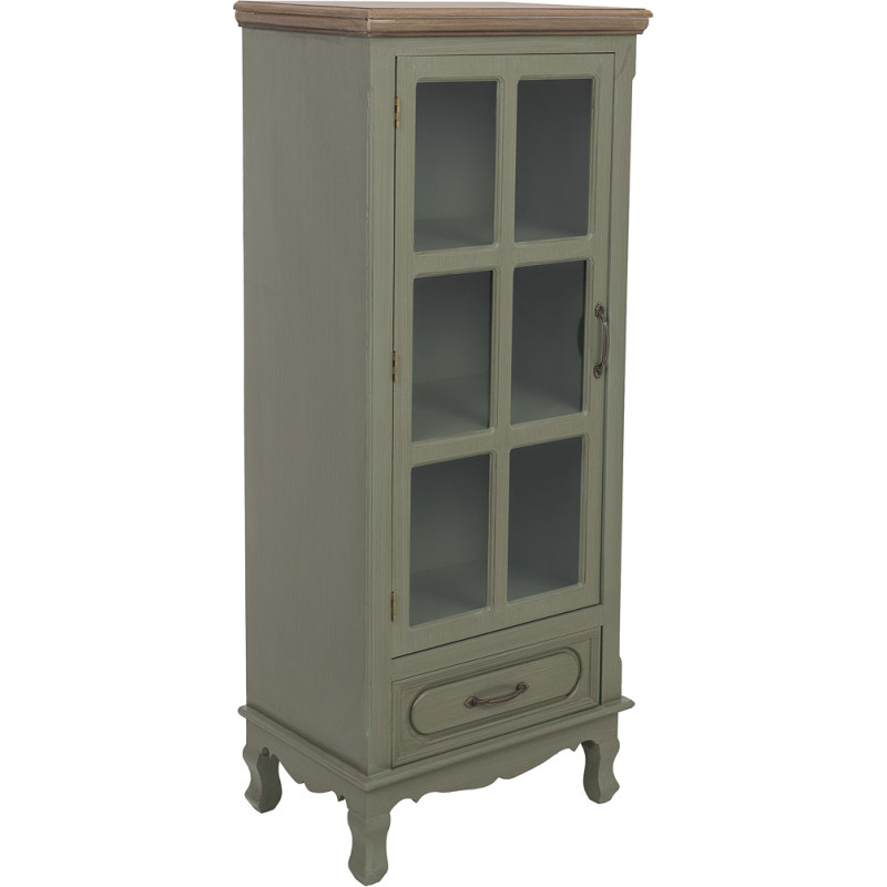 Vitrine étroite vert sauge 1 porte vitrée 48 cm Lesoa  - 1