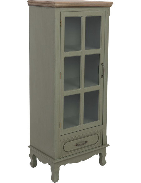 Vitrine étroite vert sauge 1 porte vitrée 48 cm Lesoa  - 1