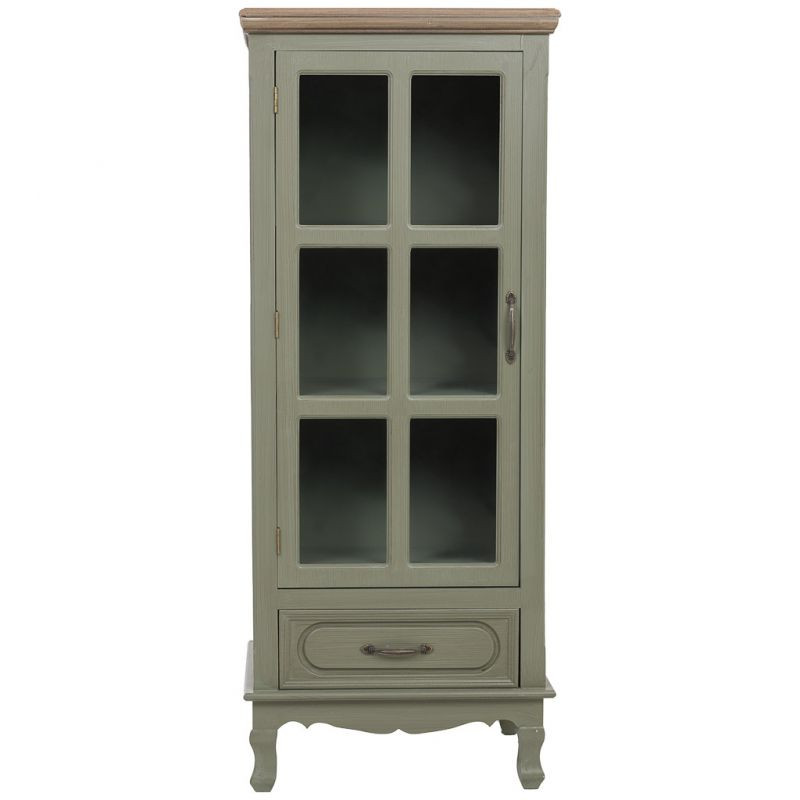 Vitrine étroite vert sauge 1 porte vitrée 48 cm Lesoa  - 2