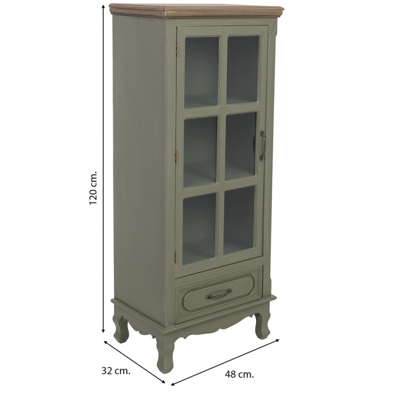 Vitrine étroite vert sauge 1 porte vitrée 48 cm Lesoa  - 10