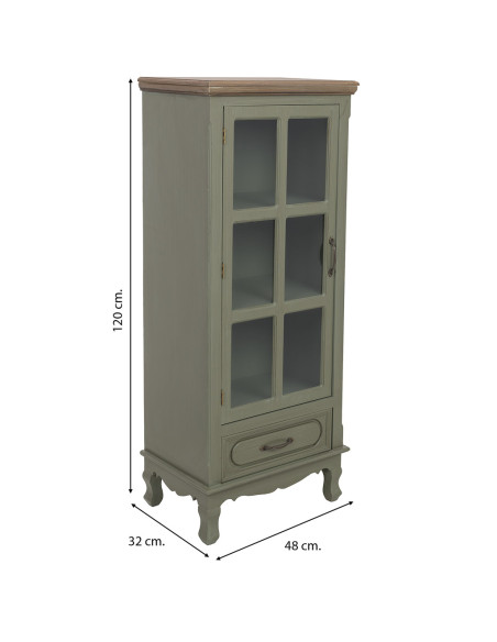 Vitrine étroite vert sauge 1 porte vitrée 48 cm Lesoa  - 10