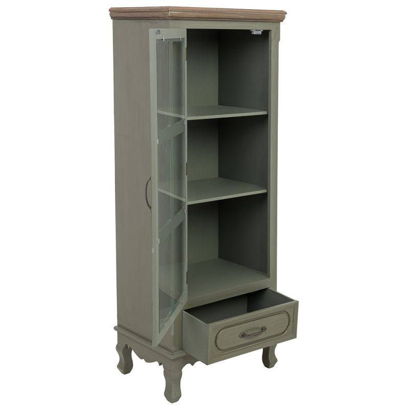 Vitrine étroite vert sauge 1 porte vitrée 48 cm Lesoa  - 3