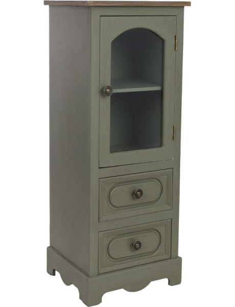 Petite vitrine vert sauge 2 tiroirs 32 cm Lesoa  - 1