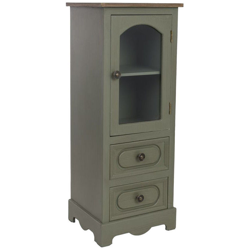 Petite vitrine vert sauge 2 tiroirs 32 cm Lesoa  - 1