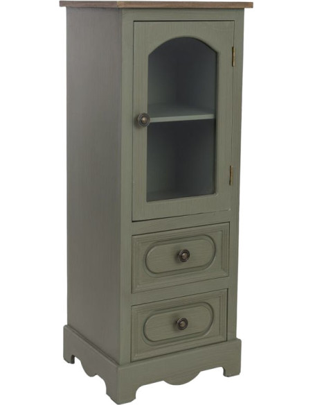 Petite vitrine vert sauge 2 tiroirs 32 cm Lesoa  - 1