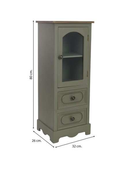 Petite vitrine vert sauge 2 tiroirs 32 cm Lesoa  - 10