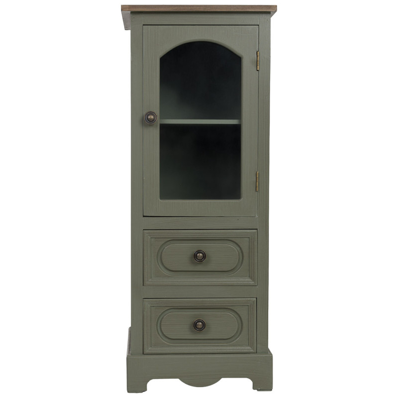 Petite vitrine vert sauge 2 tiroirs 32 cm Lesoa  - 2