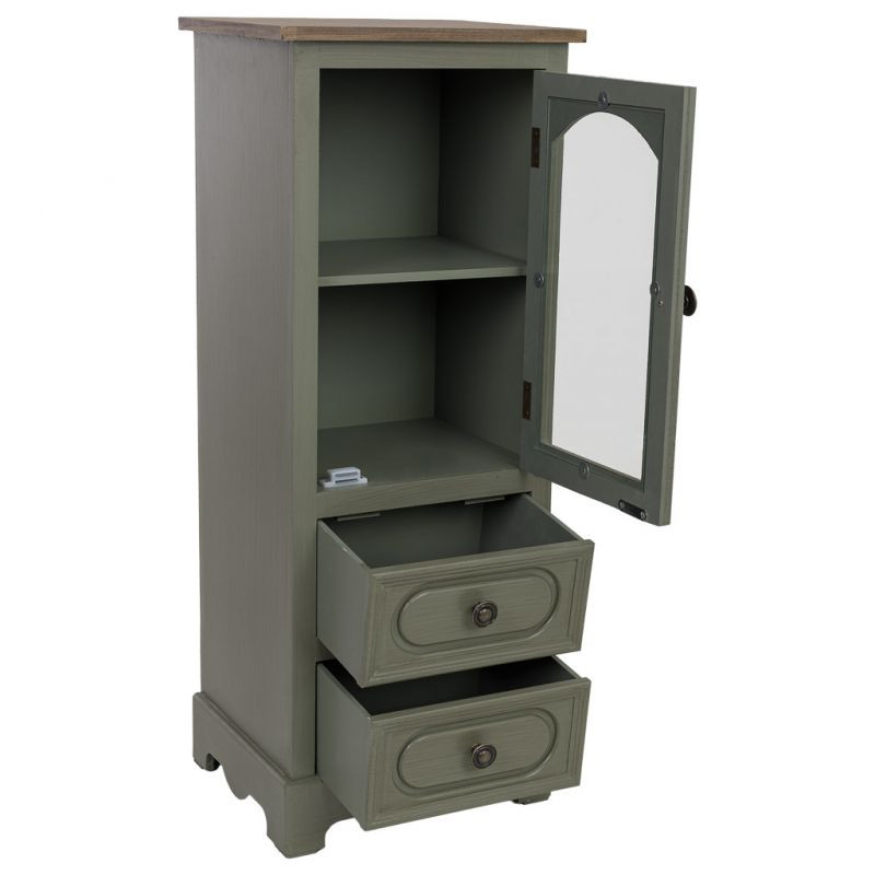 Petite vitrine vert sauge 2 tiroirs 32 cm Lesoa  - 3