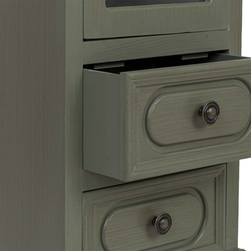 Petite vitrine vert sauge 2 tiroirs 32 cm Lesoa  - 5